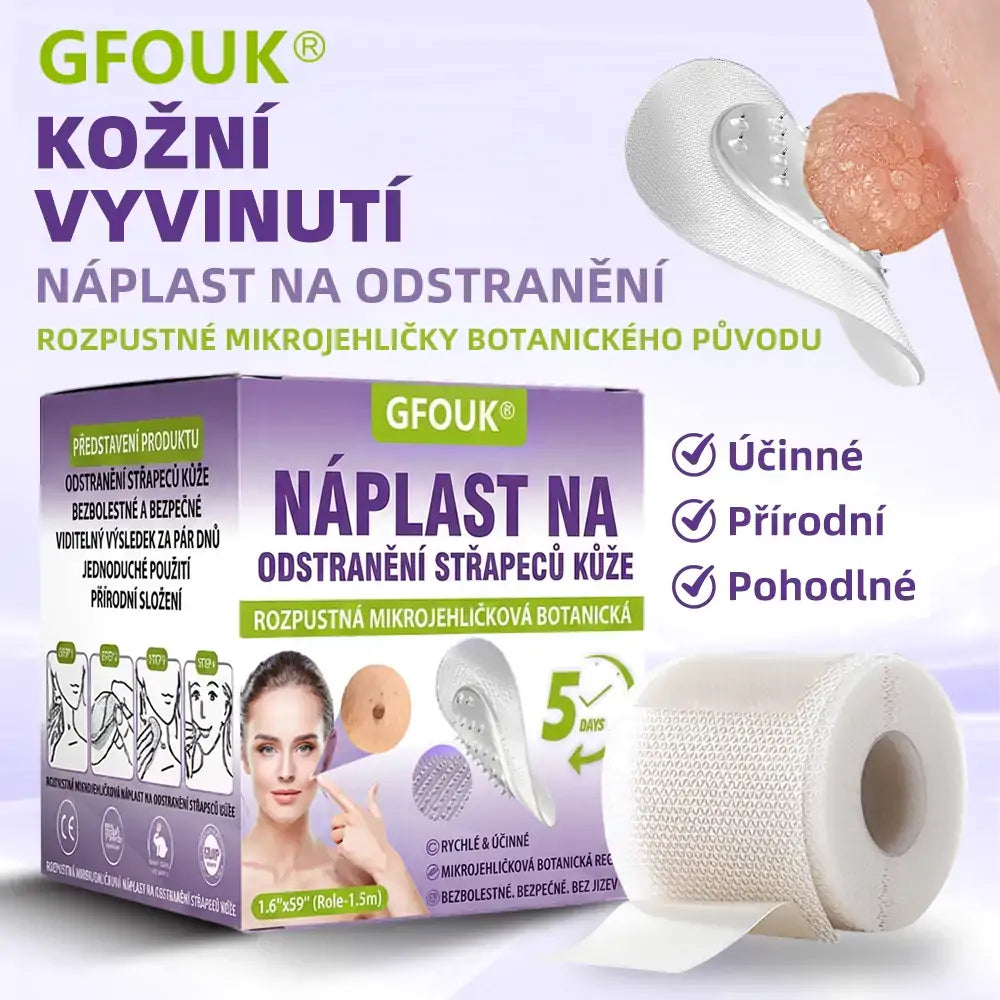 Vyrobeno a odesíláno z České republiky ✨ GFOUK® Rozpustné mikronáplasťové botanické náplasti na kožní výrůstky 🌴🌴
