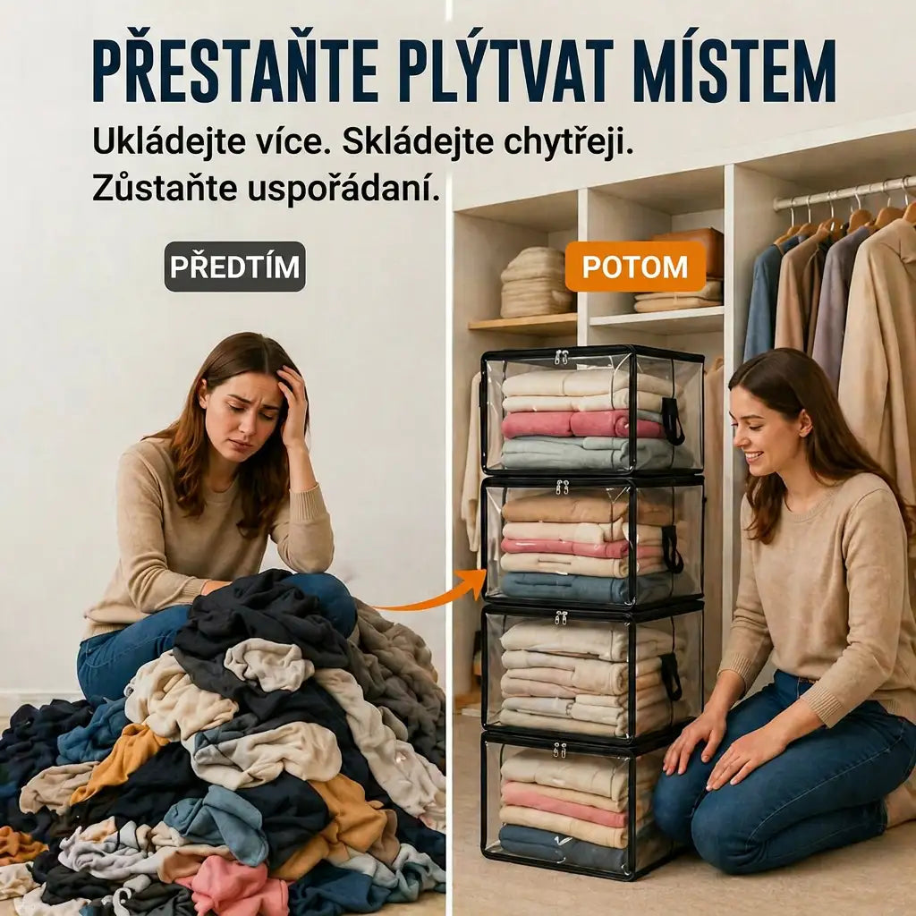 🎁💞POSLEDNÍ DEN SLEVY 50 % ✨📦WYVCK® Velký odolný průhledný plastový úložný box