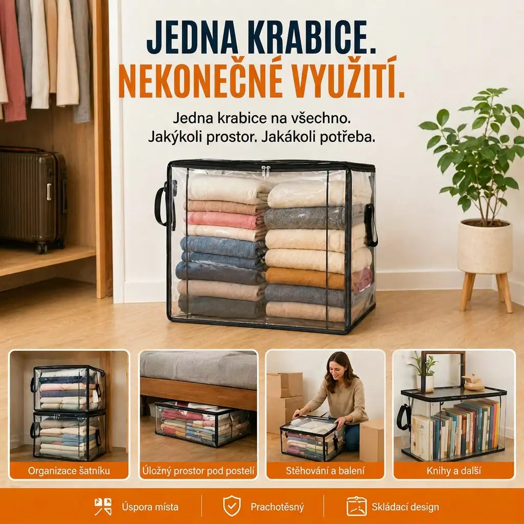 🎁💞POSLEDNÍ DEN SLEVY 50 % ✨📦WYVCK® Velký odolný průhledný plastový úložný box